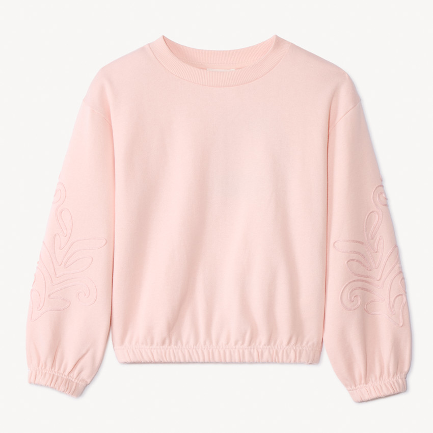 Sweat molleton uni avec cording aux manches pour fille