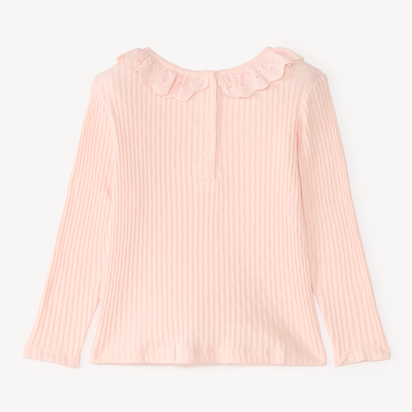 T-shirt manches longues bébé fille col volanté 