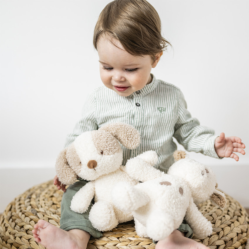Peluche 25cm Teddy bébé chien écru 