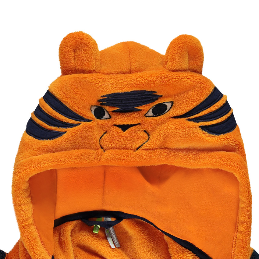 Robe de chambre en sherpa avec capuche à broderies tigre  