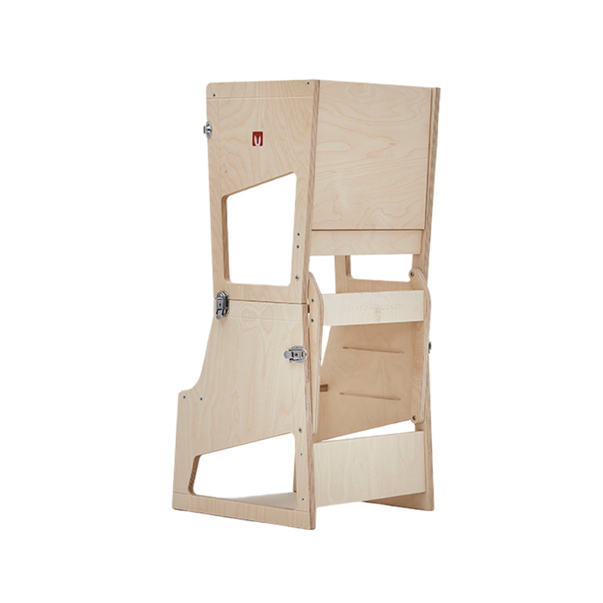 Tour d'apprentissage Montessori Transformer réglable en bois coloris naturel 