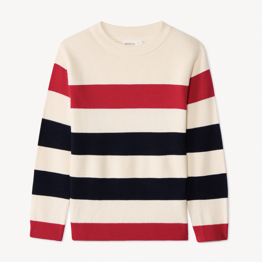 Pull manches longues rayé en tricot pour garçon