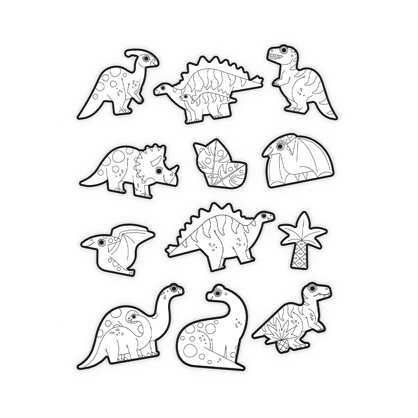 Set de 20 autocollants à colorier Dinosaures 