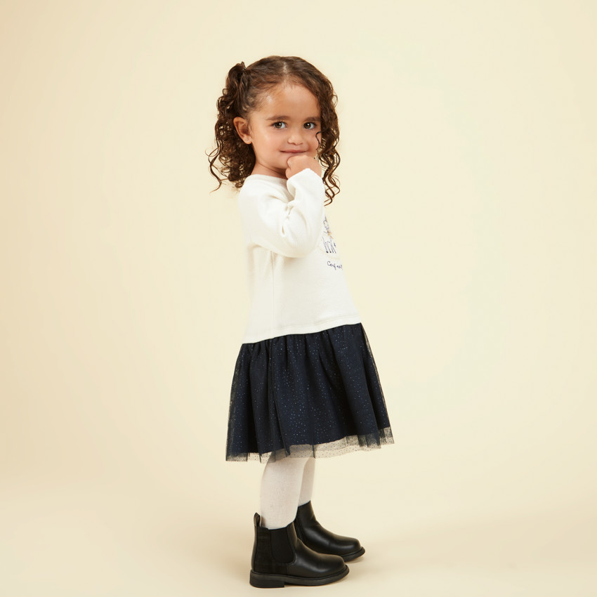 Robe effet 2 en 1 en tulle pailleté motif cerf pour bébé fille 
