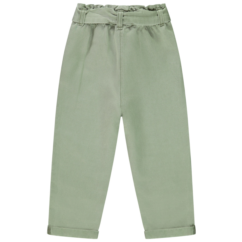 Pantalon en toile avec ceinture à nouer pour bébé fille 