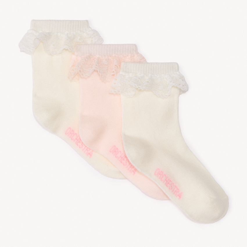 Lot de 3 paires de chaussettes à broderie anglaise pour bébé fille