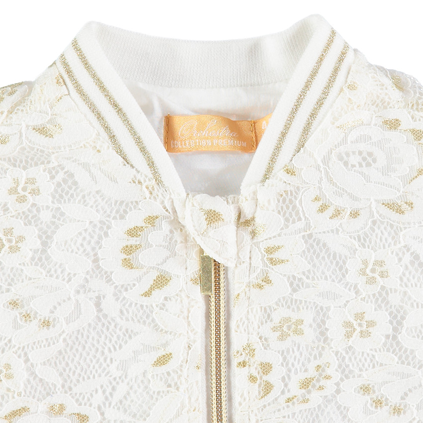 Blouson en dentelle doublé avec touches de doré 