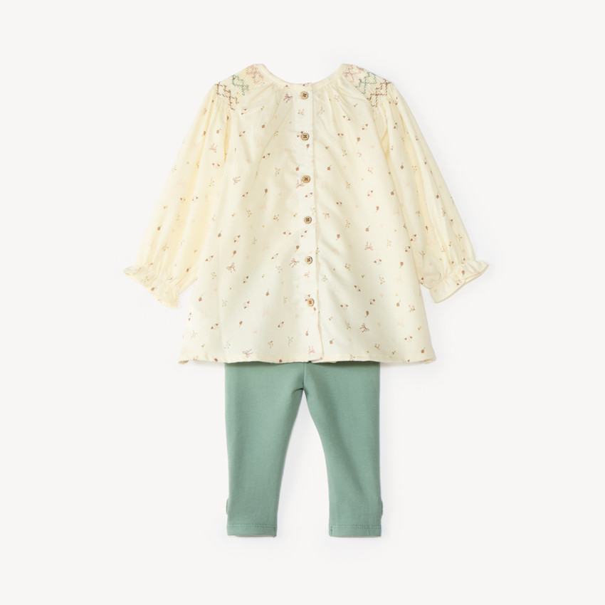 Ensemble 2 pièces bébé fille tunique à motifs fantaisie et legging 