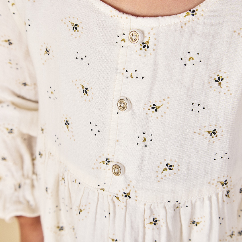 Robe manches longues en gaze imprimée pour bébé fille 