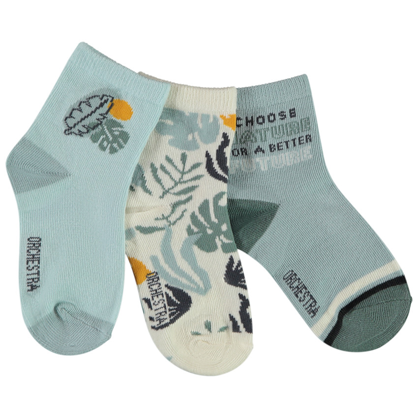 Lot de 3 paires de chaussettes motifs feuillage pour garçon 