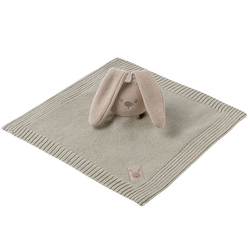 Doudou en tricot lapin 26 cm - Beige Main Doudou en tricot lapin 26 cm - Beige