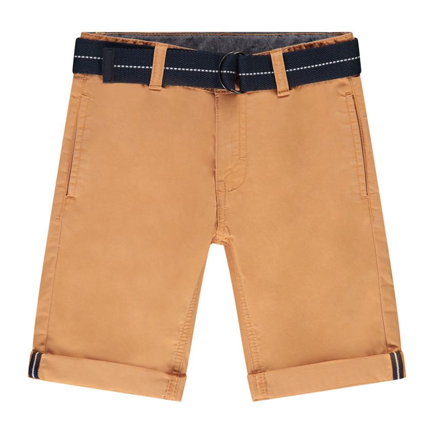 Bermuda uni en twill avec ceinture pour garçon 