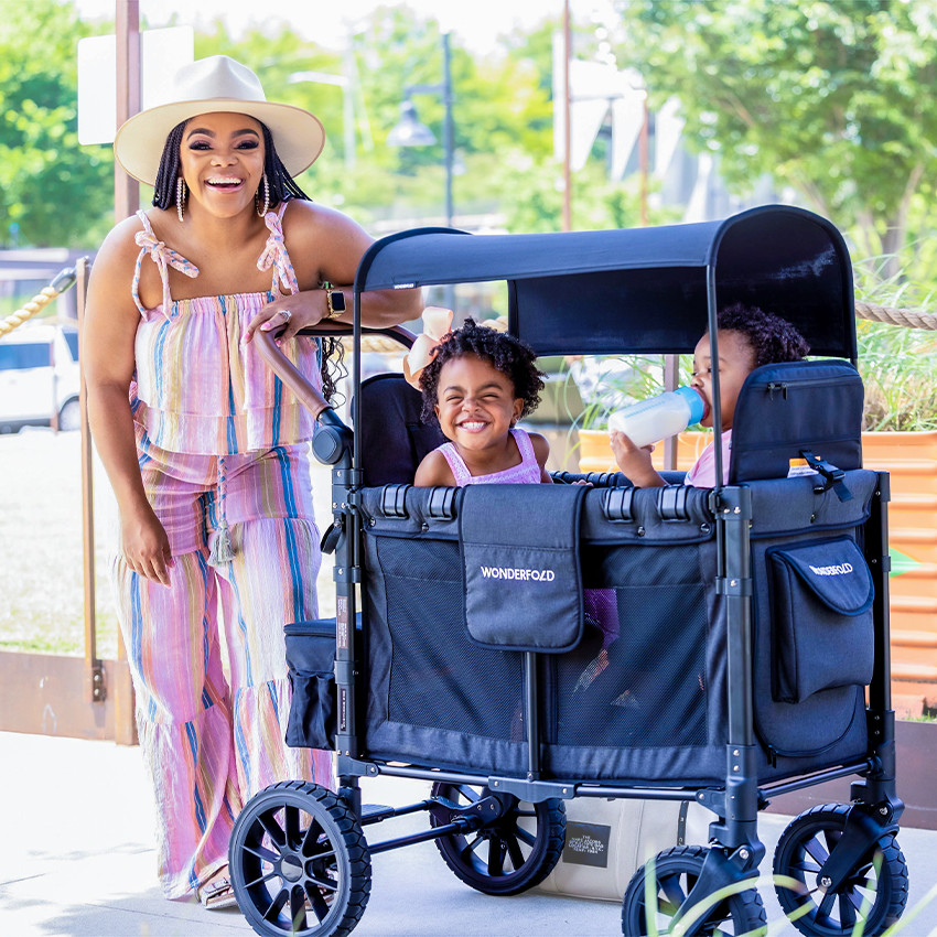 Chariot de transport pour enfants double Luxe Volcano Black   