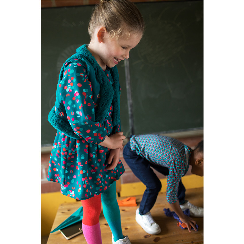 Robe manches longues à pois all-over 