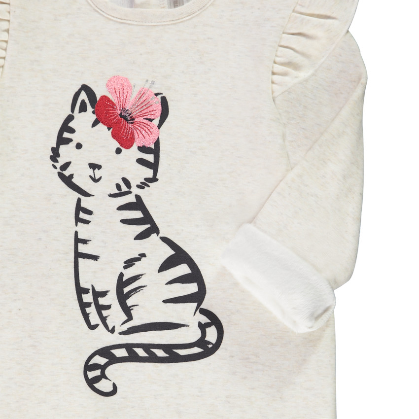 Dors-bien en jersey contrecollé print chat pour bébé fille Main Dors-bien en jersey contrecollé print chat pour bébé fille