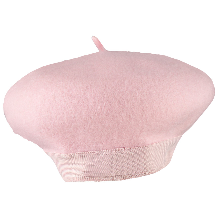 Chapeau béret uni rose pâle en feutrine pour fille 
