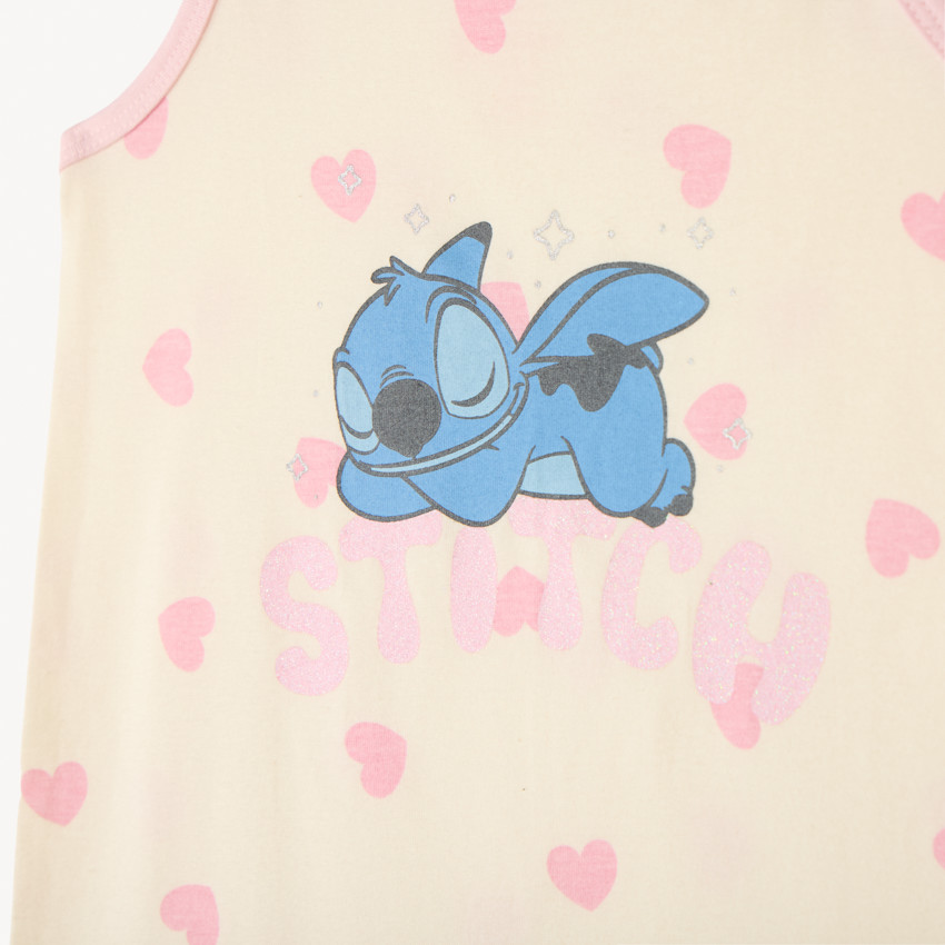 Chemise de nuit à bretelles imprimé cœur Stitch Disney pour fille 