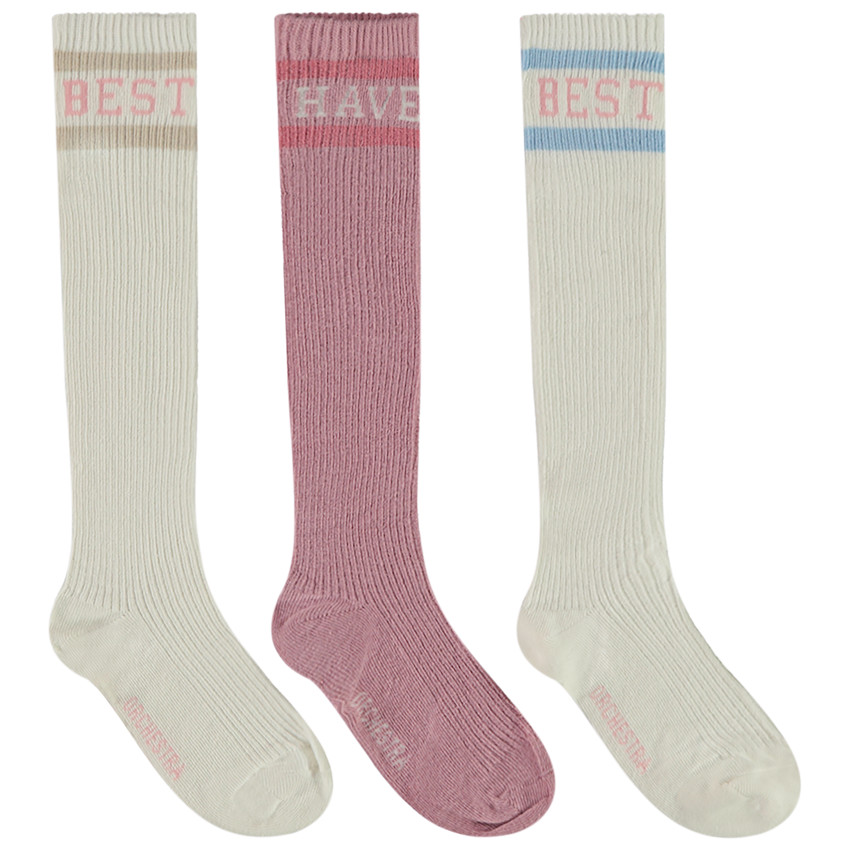 Lot de 3 paires de chaussettes hautes côtelées pour filles 