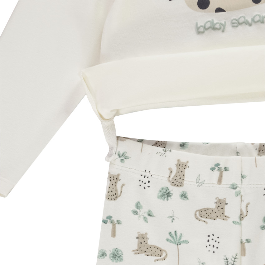 Pyjama long 2 pièces imprimé léopard pour bébé 
