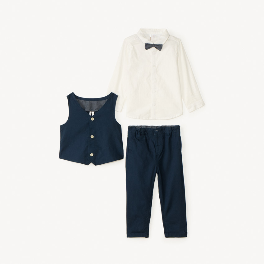Ensemble 3 pièces avec nœud papillon pour bébé garçon 