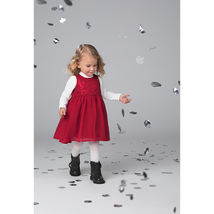 Robe de fete rouge effet 2 en 1 avec sequins Orchestra