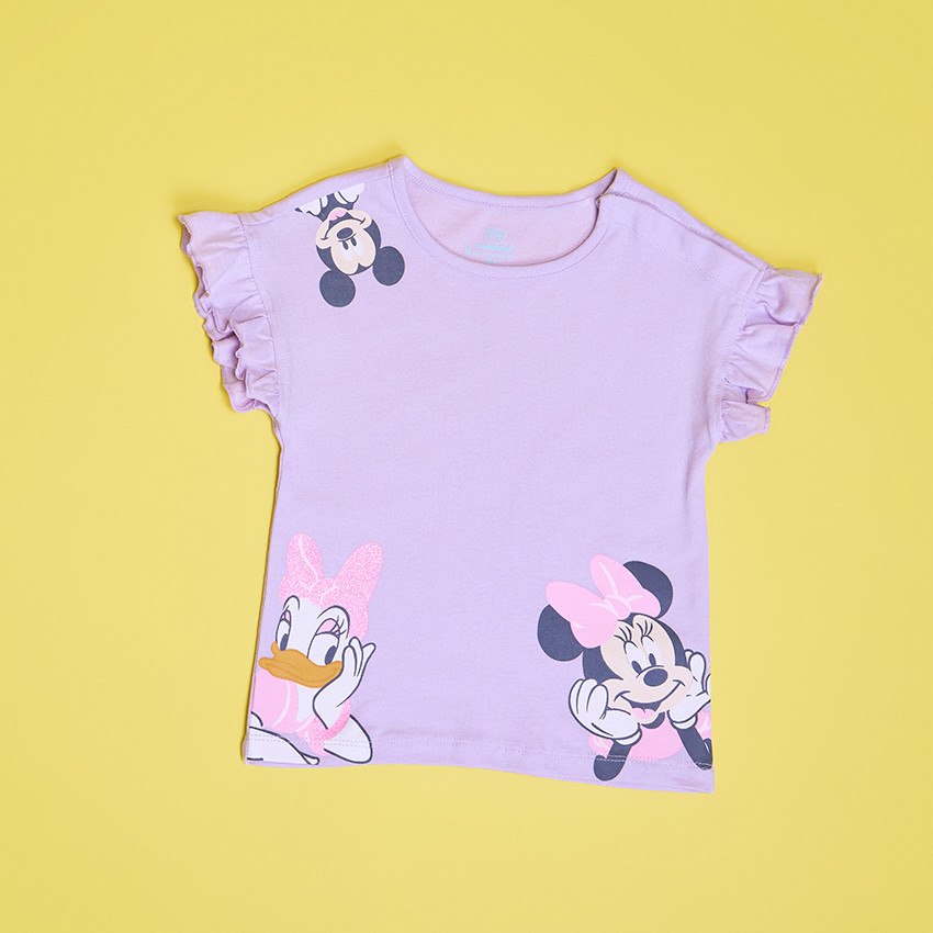 T-shirt manches courtes en jersey print Mickey Disney pour bébé fille 