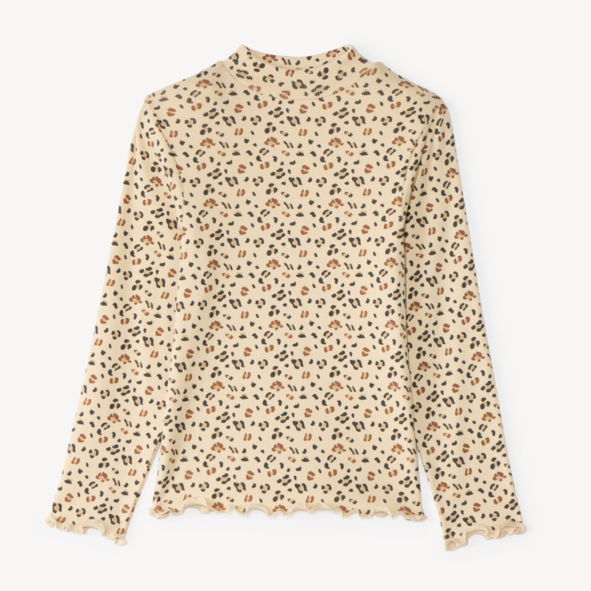 Sous-pull col cheminée fille motif léopard
