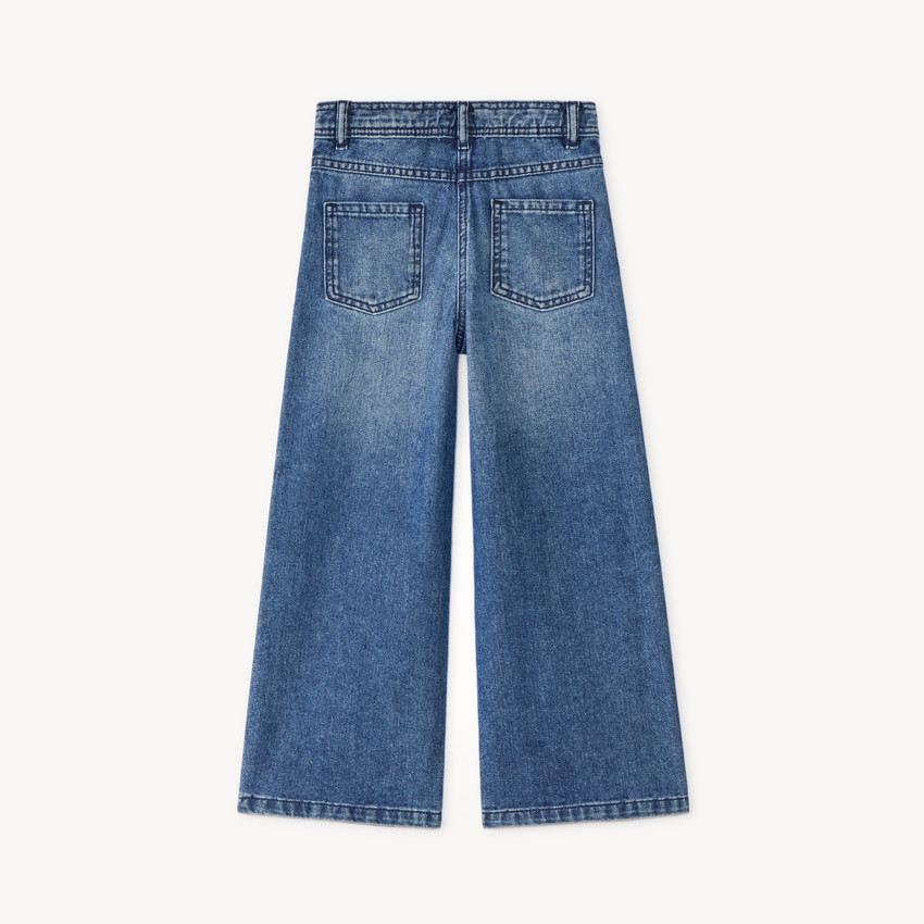 Jean large en denim bleu stone pour fille  