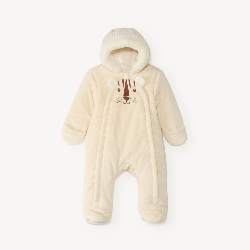 Combinaison pilote bébé en velours doublée sherpa motif tigre (finitions différentes selon l’âge) 