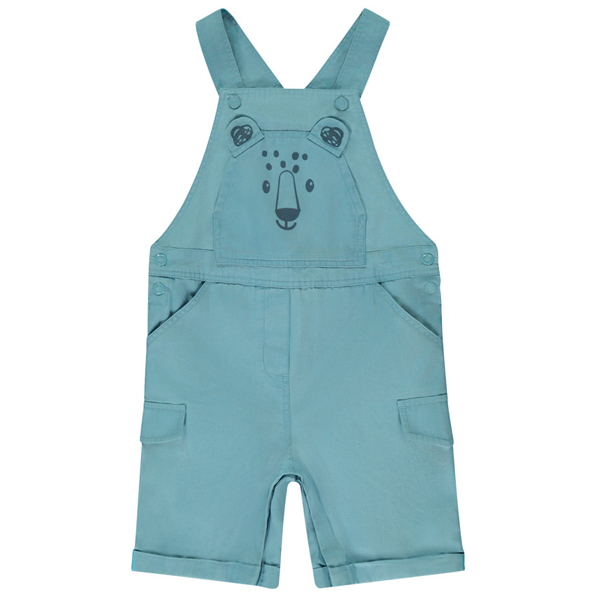 Salopette courte print ludique félin pour bébé garçon 