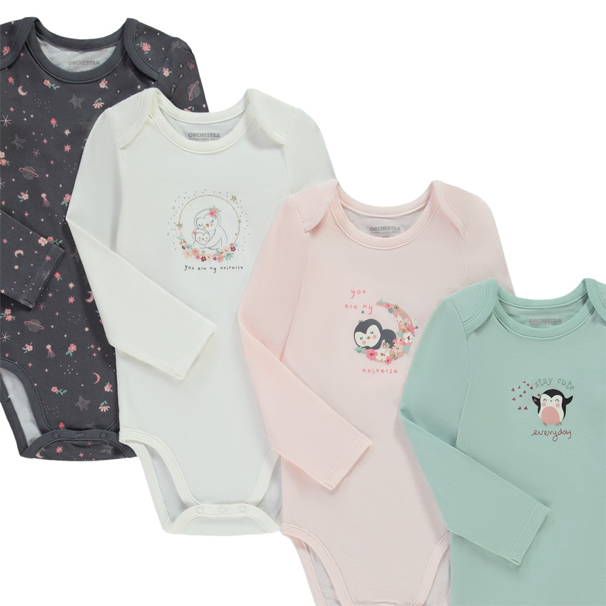 Lot de 7 bodies en jersey print fantaisie pour bébé fille 