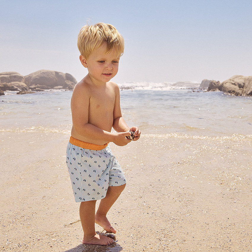 Short de bain en seersucker avec imprimé fantaisie pour bébé garçon 
