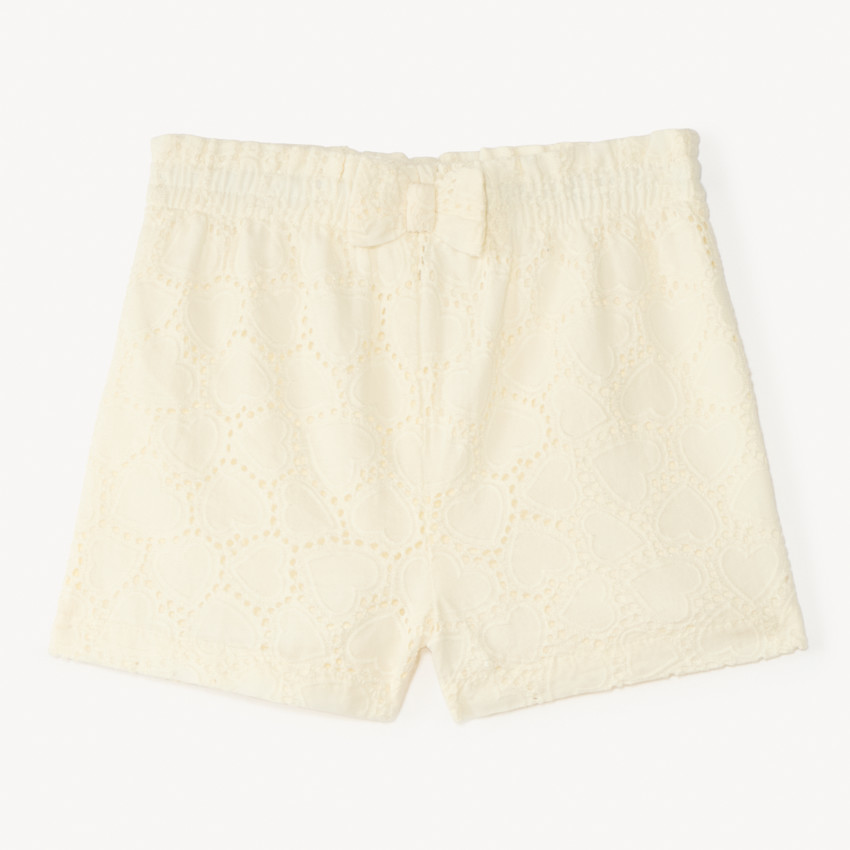 Short uni en broderie anglaise et nœud fantaisie pour bébé fille