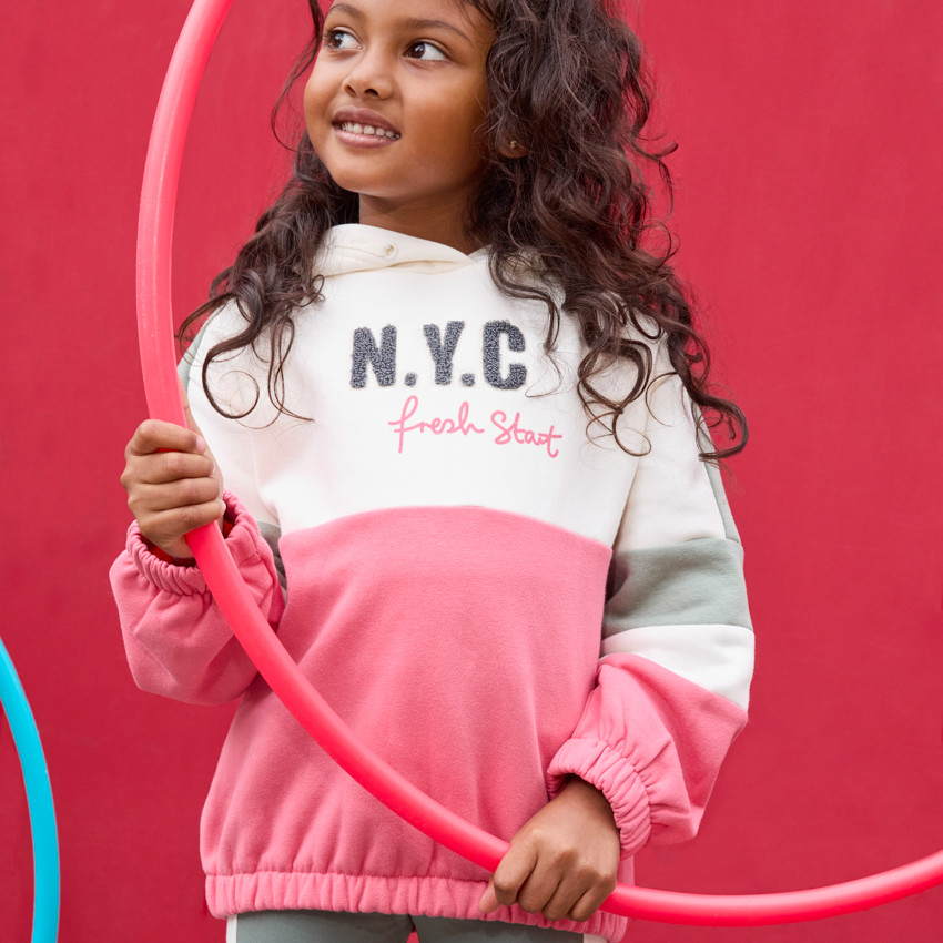 Sweat molleton à capuche effet color block pour fille