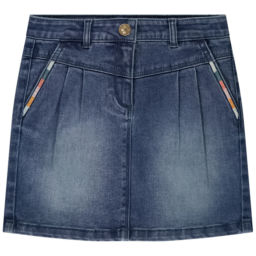 Jupe courte en jean à poches brodées pour fille 