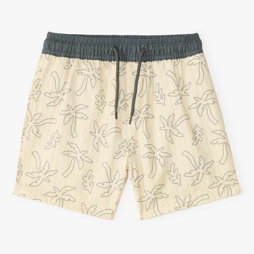 Short de bain à rayures avec imprimé palmier pour garçon 