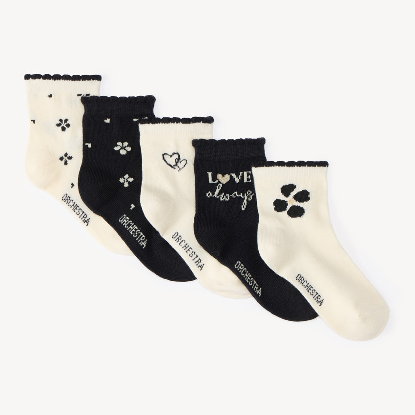 Lot de 5 chaussettes filles motifs fleurs