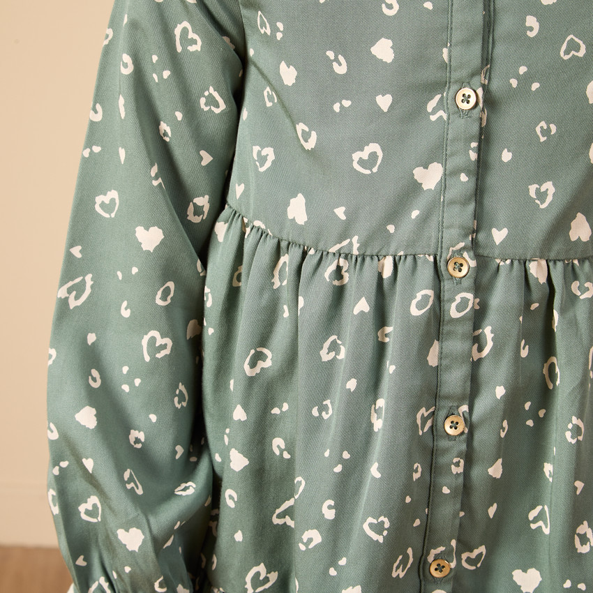 Robe manches longues style chemise imprimé fantaisie pour fille 