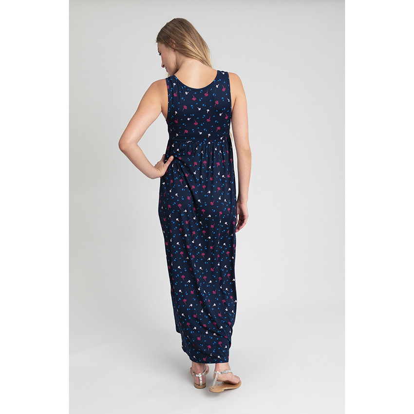 Robe longue de grossesse sans manches imprimée all-over 