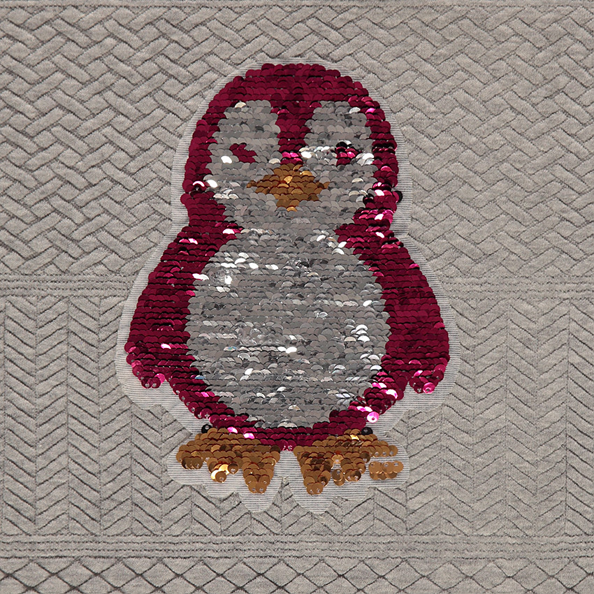 Sweat en molleton fantaisie avec pingouin en sequins magiques 
