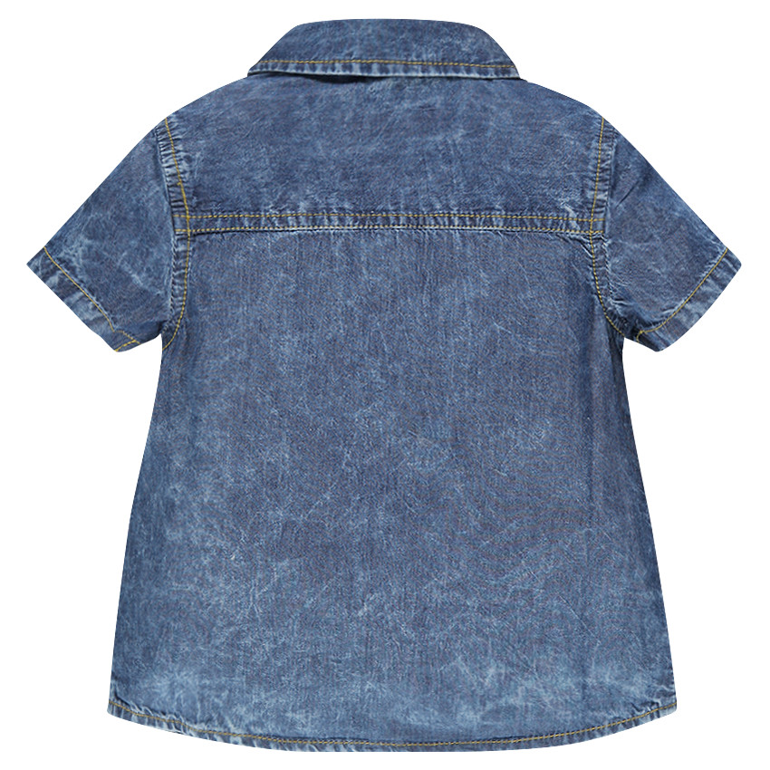 Chemise manches courtes en chambray effet jeans 