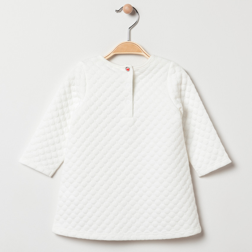 Robe manches longues en molleton fantaisie à oiseau brodé 
