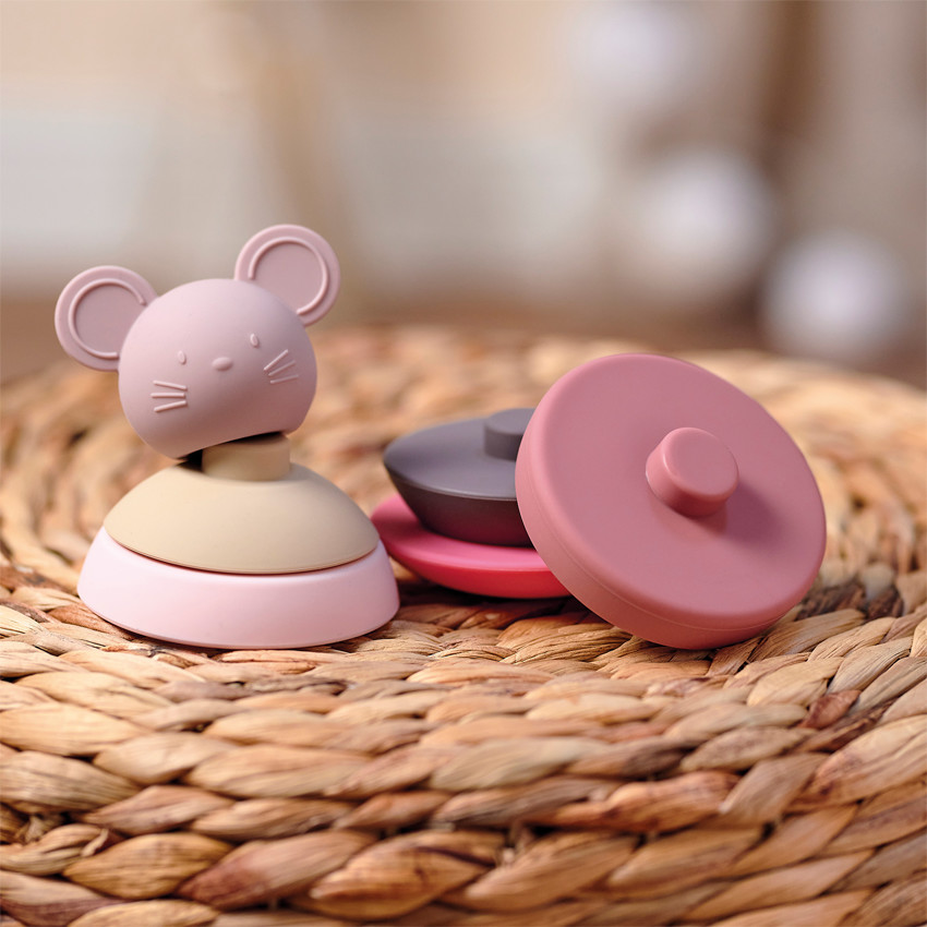 Tour d'empilage souris en silicone Rose 