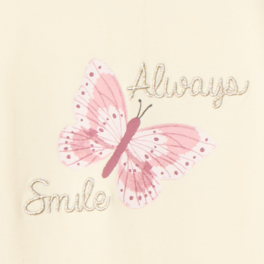 Sous-pull col cheminée avec print papillon et cording pour bébé fille 