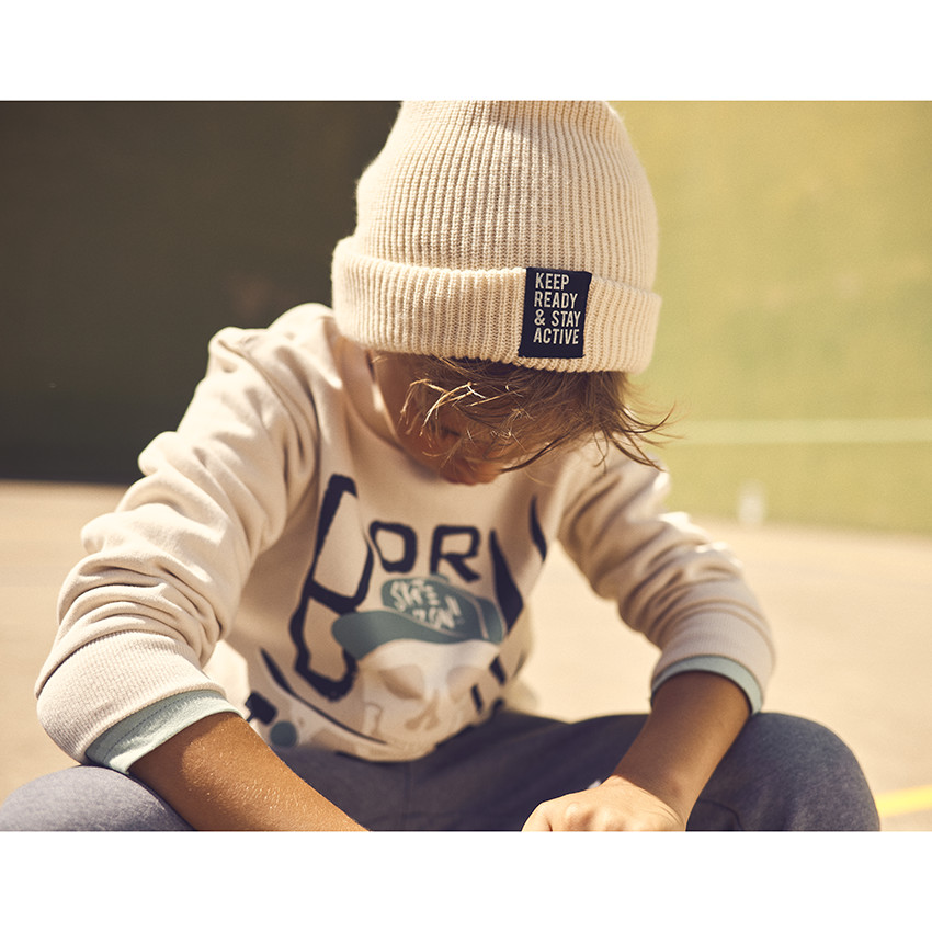 Bonnet en tricot côtelé uni pour garçon 