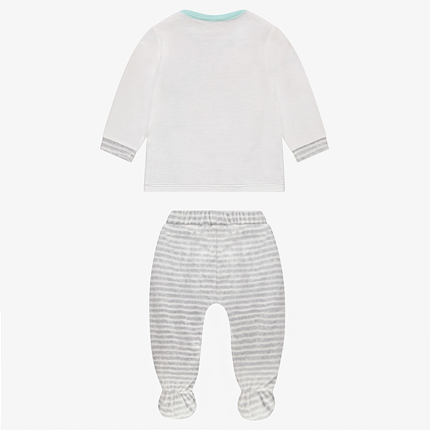 Pyjama en velours avec lapin brodé et bas imprimé all-over 