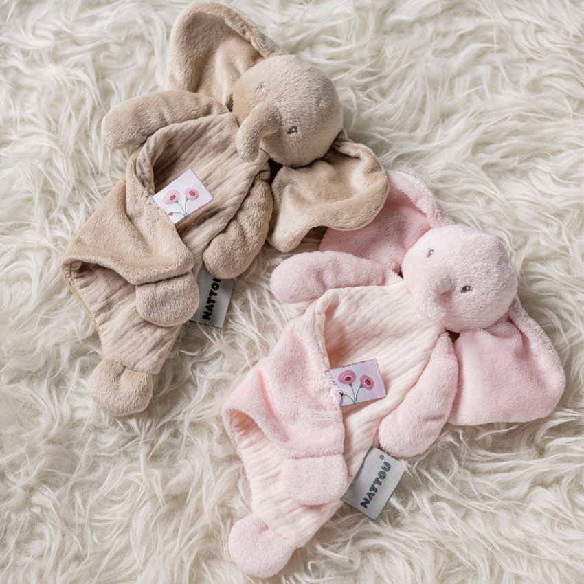 Mini doudou - Eléphant - Fanfan - Sable - 25x20 cm 