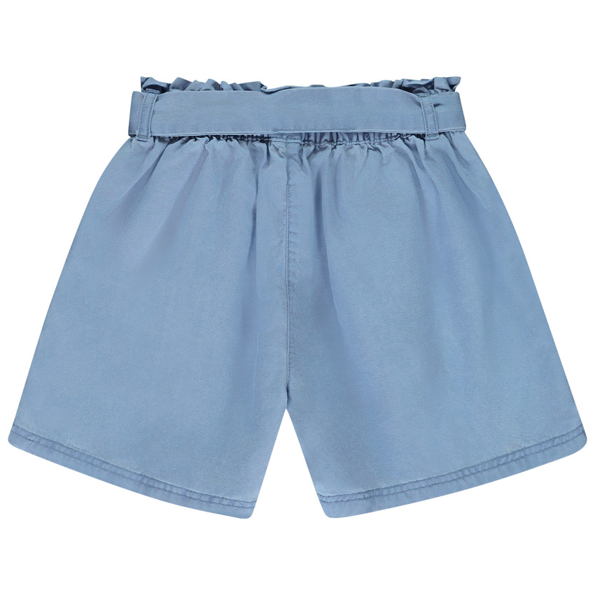 Short taille haute en twill avec ceinture à nouer pour fille 