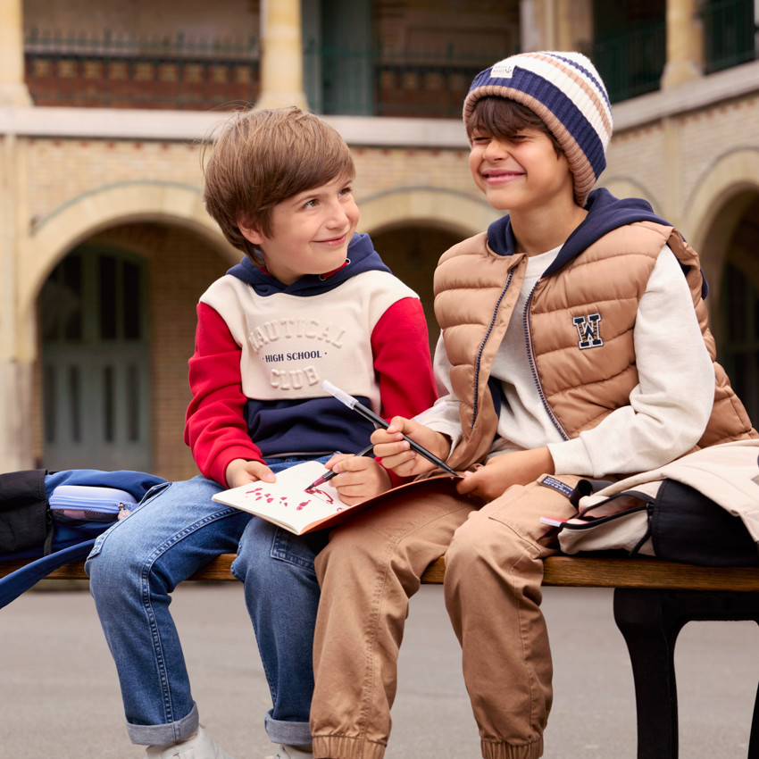 Sweat molleton à capuche effet colorblock pour garçon  