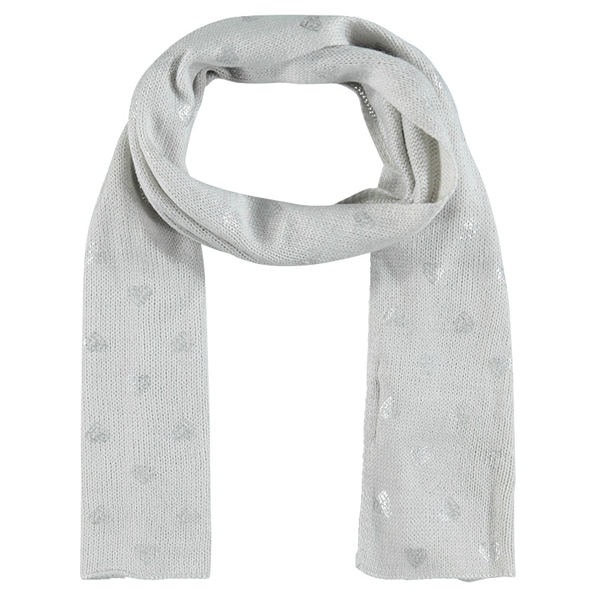 Chèche en tricot imprimé coeurs argentés 